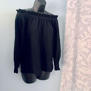 Unbranded Black Off Shoulder Boho Blouse Size Medium